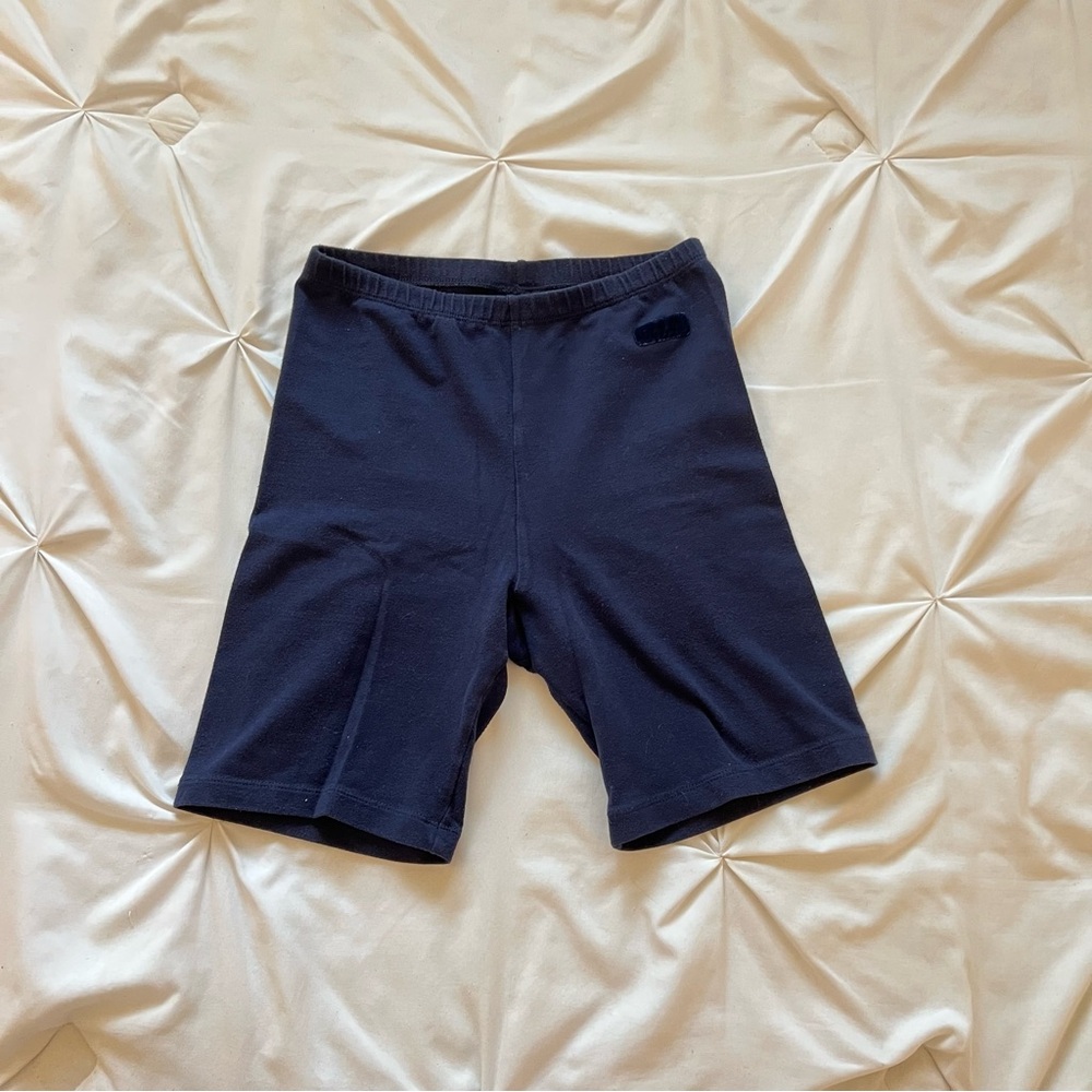 CHAMPION vintage navy blue biker shorts with velvet patch